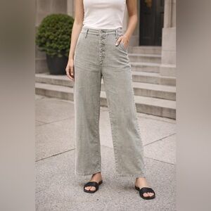 Pilcro by Anthropologie Wide-Leg Button Front Pants Gray Green High Rise size 27